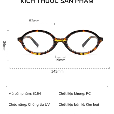 Kính mắt ELASHION Nam Nữ cao cấp gọng oval E154 - Chống ánh sáng xanh, UV, giảm giá 209k