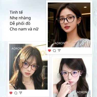 Kính Mắt Mèo Chống Ánh Sáng Xanh AORON AK267 - Gọng Dẻo Nhẹ, UV400, Thời Trang Nam Nữ 245k