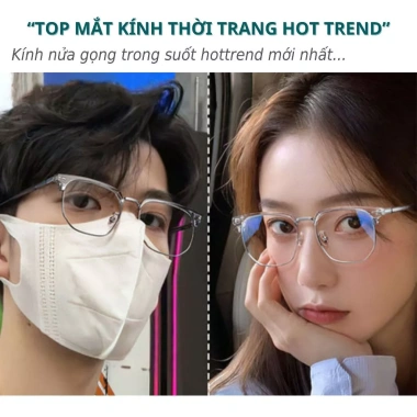 Kính mắt nam nữ trong suốt đổi màu, gọng cận 0 độ thời trang, chống ánh sáng xanh UV Hàn Quốc 8