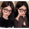 Kính mắt nữ nhiều màu 2 chấm giá rẻ, hiệu ứng má hồng dễ thương, gọng đen 5
