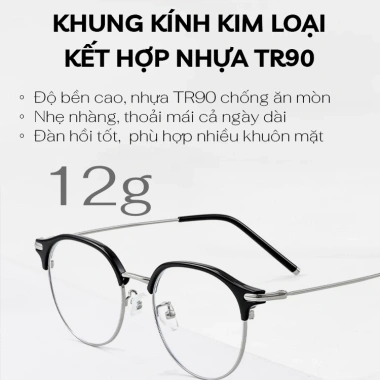Kính mắt nửa gọng Latio KM208 - TR90 nhẹ siêu bền, kim loại chống ăn mòn, giá 300k 4