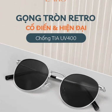 Kính râm LATIO KM138 - Gọng tròn cổ điển, khung kim loại bền, UV400, chỉ 225k