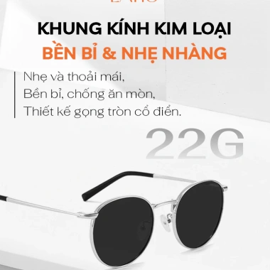 Kính râm LATIO KM138 - Gọng tròn cổ điển, khung kim loại bền, UV400, chỉ 225k