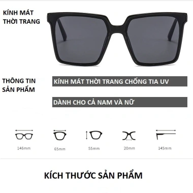 Kính râm mát nữ mắt vuông Hàn Quốc, chống UV Hottrend, đẹp đi biển, giá 6.000 VND