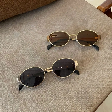Kính râm oval nam nữ gọng kim loại đen nâu – Phù hợp chụp ảnh Tết, áo dài, đi chơi – Giá ưu đãi 69.900₫