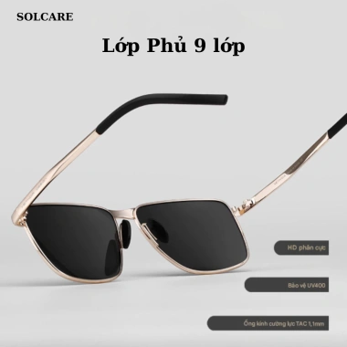 Kính râm phân cực nam thép không gỉ UV400 gọng vuông, cao cấp lái xe du lịch 185k 6