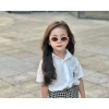 Kính râm thời trang cho bé trai, bé gái - Oval gọng kim loại đính viền đá, chống UV cực tốt KM16 - 129k 7