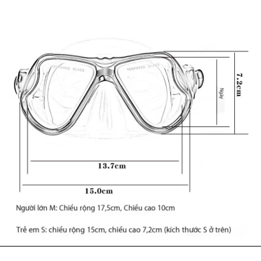 Kính thép lặn Ống thở PVC chống sóng bán khô - Giá chỉ 80.000 (Giảm từ 103.200)