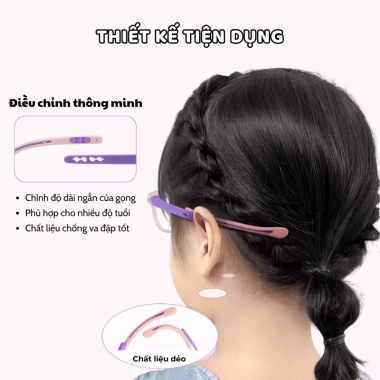 Kính Trẻ Em Chống Ánh Sáng Xanh UV, Gọng TR Siêu Bền Dáng Oval 2.5-8 tuổi - 279k