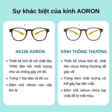 Kính Trẻ Em Chống Ánh Sáng Xanh UV, Gọng TR Siêu Bền Dáng Oval 2.5-8 tuổi - 279k