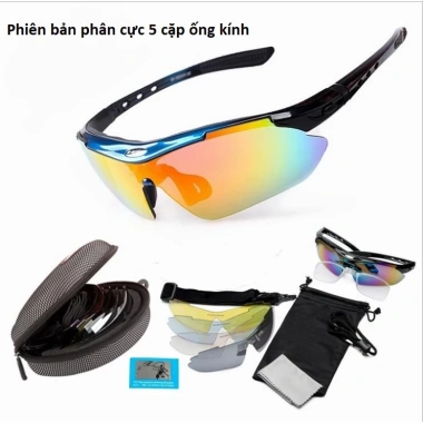 Kính xe đạp thể thao phân cực UV, chống bụi, gọng fullbox cận, bộ 5 tròng - 85.000₫