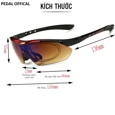 Kính xe đạp thể thao phân cực UV, chống bụi, gọng fullbox cận, bộ 5 tròng - 85.000₫