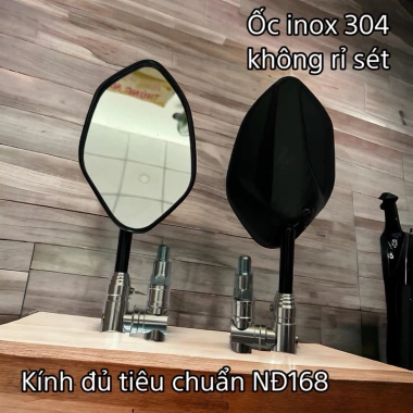 Kính xoay Gương xoay 360° gắn mọi loại xe, chân đôn lắp sẵn, ốc inox – 52.000₫