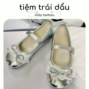 Kịp Tết Mary Jane mũi tròn thấp viền ren nơ phong cách Pháp giảm giá 200k