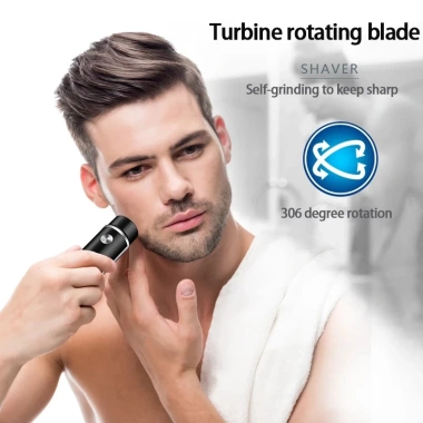 Kiprun Mini USB Sạc Máy Cạo Râu Thép Không Gỉ 3D Dao Nổi Giặt Được Du Lịch 4
