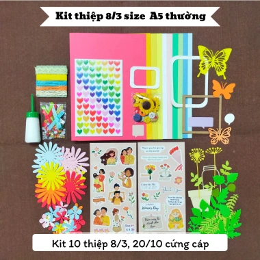 Kit thiệp tự trang trí 8/3 - 20/10, 10 phôi thiệp trơn, giá ưu đãi 120.000₫