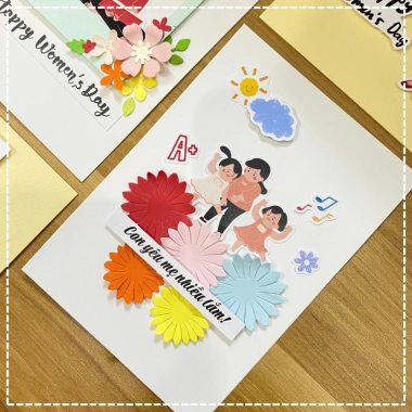 Kit thiệp tự trang trí 8/3 - 20/10, 10 phôi thiệp trơn, giá ưu đãi 120.000₫