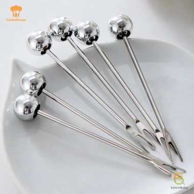 Kittenbaby 6 chiếc nĩa tráng miệng thép không gỉ, lọ bảo quản gấu dễ thương, giá chỉ 54.010đ, cho tiệc trái cây dưa hấu