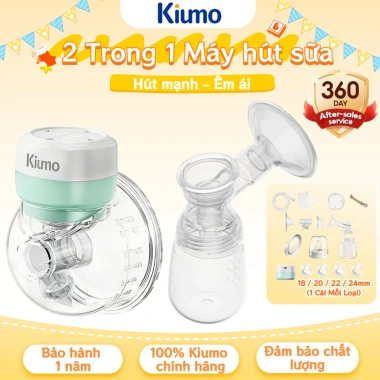 Kiumo 2 trong 1 Máy Hút Sữa Điện Đeo và Cầm Tay, Màn Hình Thông Minh, 27 Cấp Độ, Không BPA - Giá 390k