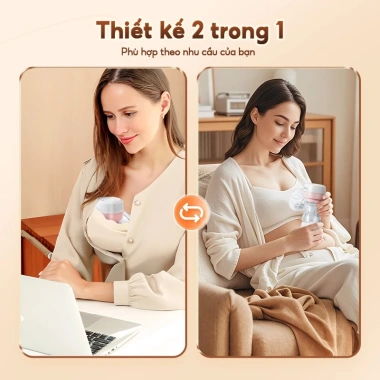 Kiumo 2 trong 1 Máy Hút Sữa Điện Đeo và Cầm Tay, Màn Hình Thông Minh, 27 Cấp Độ, Không BPA - Giá 390k