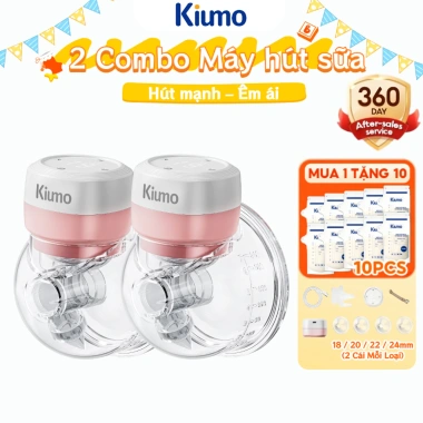 Kiumo 2 trong 1 Máy Hút Sữa Điện Đeo và Cầm Tay, Màn Hình Thông Minh, 27 Cấp Độ, Không BPA - Giá 390k