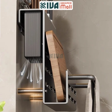 KIVA Kệ đa năng treo tường đựng dao thớt, đũa, muỗng thìa, thép carbon, lắp 2 cách - 225.000 VND 3 KIVA Kệ đa năng treo tường đựng dao thớt, đũa, muỗng thìa, thép carbon, lắp 2 cách - 225.000 VND 3