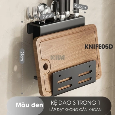 KIVA Kệ đa năng treo tường đựng dao thớt, đũa, muỗng thìa, thép carbon, lắp 2 cách - 225.000 VND