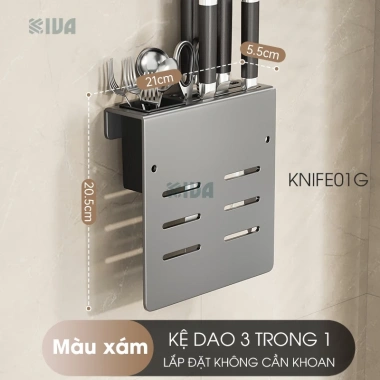 KIVA Kệ đa năng treo tường đựng dao thớt, đũa, muỗng thìa, thép carbon, lắp 2 cách - 225.000 VND 10 KIVA Kệ đa năng treo tường đựng dao thớt, đũa, muỗng thìa, thép carbon, lắp 2 cách - 225.000 VND 10