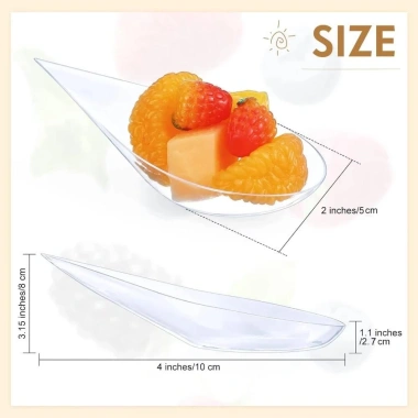 KKINGDOM 50 Đĩa Thìa nếm và Đĩa khai vị mini nhựa tái sử dụng, bộ đồ ăn bền cho tiệc mousse, tráng miệng, bánh bát 2