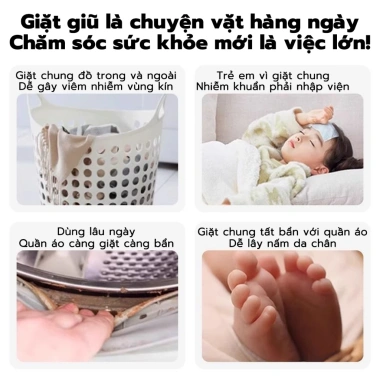 KOKIRA máy giặt mini 2L cho bé kháng khuẩn 99% IPX5 giặt đồ lót 390k