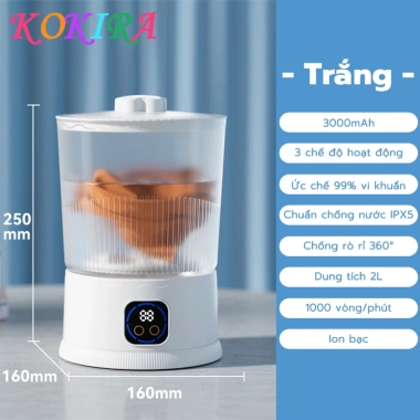 KOKIRA máy giặt mini 2L cho bé kháng khuẩn 99% IPX5 giặt đồ lót 390k