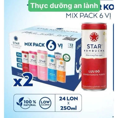Kombucha Star 2 Túi 6 Vị Combo 2.027 - Giá chỉ 639.900₫, 250ml x24 lon