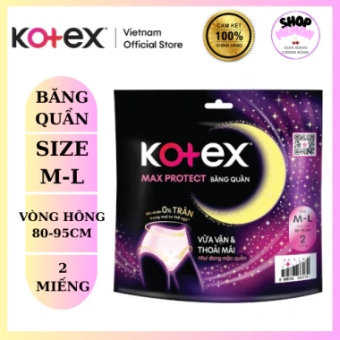 Kotex Ban Đêm Dạng Quần Cỡ M-L (2 miếng) - Thấm Siêu Dày, Ngủ Ngon, 26.166 VND Kotex Ban Đêm Dạng Quần Cỡ M-L (2 miếng) - Thấm Siêu Dày, Ngủ Ngon, 26.166 VND