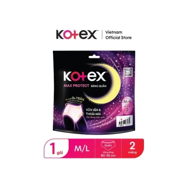 Kotex Ban Đêm Dạng Quần Cỡ M-L (2 miếng) - Thấm Siêu Dày, Ngủ Ngon, 26.166 VND 2 Kotex Ban Đêm Dạng Quần Cỡ M-L (2 miếng) - Thấm Siêu Dày, Ngủ Ngon, 26.166 VND 2