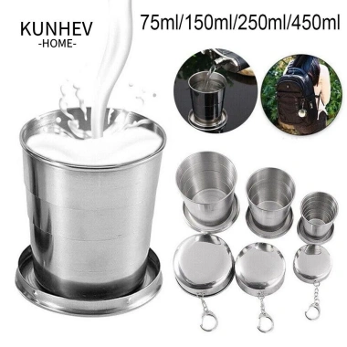KUNHEV Cốc gấp du lịch thép không gỉ di động, nhẹ, bền, giá ưu đãi 62.260₫