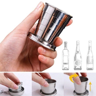 KUNHEV Cốc gấp du lịch thép không gỉ di động, nhẹ, bền, giá ưu đãi 62.260₫