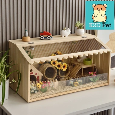 L11 Lồng gỗ mặt mica cho hamster, guinea pig, thỏ, sóc, chinchilla – Giá 380.000 VND giảm 110.200 VND
