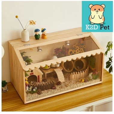 L11 Lồng gỗ mặt mica cho hamster, guinea pig, thỏ, sóc, chinchilla – Giá 380.000 VND giảm 110.200 VND