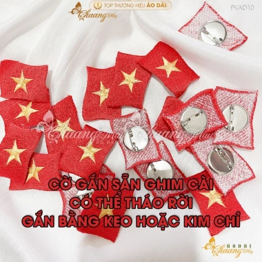 Lá cờ đỏ sao vàng thêu sẵn PKAD10 - Đính quần áo dài cách tân, nhiều kích thước 3