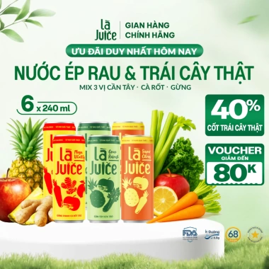 Là Juice Voucher 93K: Mua 4 lon tặng 2 lon detox trái cây ngọt tự nhiên, 194.900₫