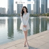 La Rosa Đầm Len Mini Dáng Xòe Thanh Lịch Cổ V Đính Nơ, Cúc Ôm Eo Tôn - 469k 3