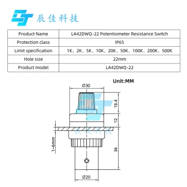 LA42DWQ-22 Pro 22mm Đường kính Nồi công tắc điện áp quay Arduino 1K-500K Giá 48,158 VND