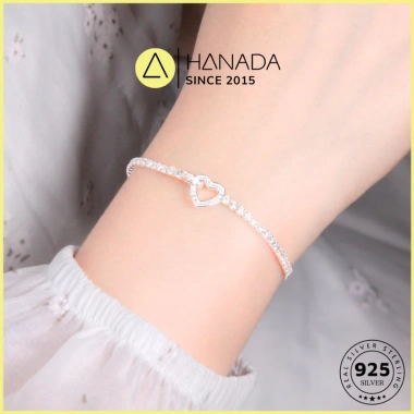 Lắc tay bạc 925 Hanada Trái Tim Vô Cực Đính Đá Lấp Lánh Vòng tay dây rút 4 Lắc tay bạc 925 Hanada Trái Tim Vô Cực Đính Đá Lấp Lánh Vòng tay dây rút 4