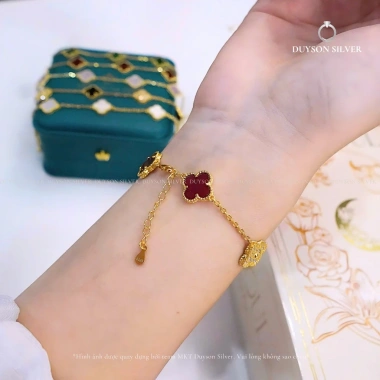 Lắc tay bạc 925 Ý mạ vàng 14k cỏ bốn lá Duyson Silver Vòng tay nữ giá 1,150,000₫ 8