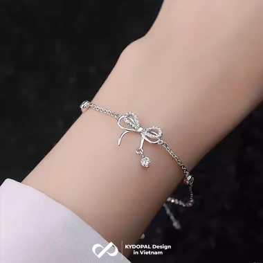 Lắc tay bạc KYDOPAL charm nơ đính đá cá tính 925 - Giá ưu đãi 610k HCM Hỏa Tốc 4