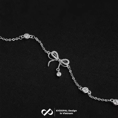 Lắc tay bạc KYDOPAL charm nơ đính đá cá tính 925 - Giá ưu đãi 610k HCM Hỏa Tốc 7