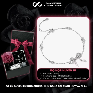 Lắc tay bạc KYDOPAL charm nơ đính đá cá tính 925 - Giá ưu đãi 610k HCM Hỏa Tốc 10