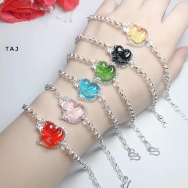 Lắc tay bạc mặt Hồ LY phong thuỷ - Bạc tây sang trọng giảm giá 21% chỉ 365.000₫