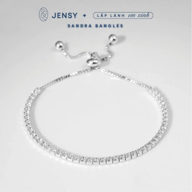 Lắc tay bạc nữ cao cấp Jensy dây rút đính đá CZ GIV Sandra LTTL3 - Vòng tay S925