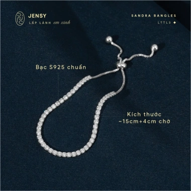 Lắc tay bạc nữ cao cấp Jensy dây rút đính đá CZ GIV Sandra LTTL3 - Vòng tay S925